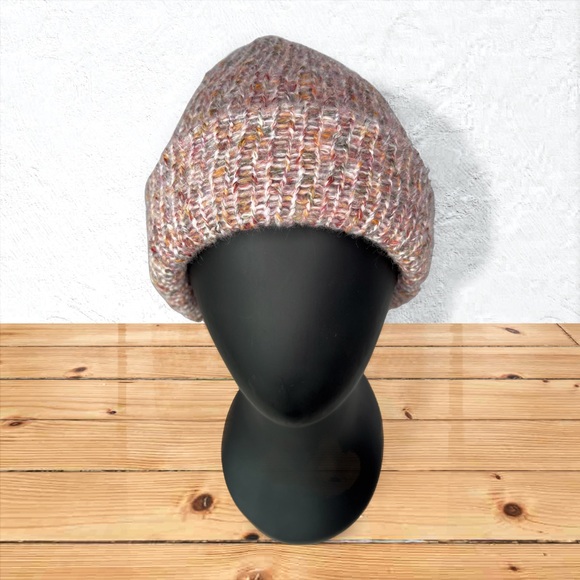 Handmade Cotton Alpaca Tweed Knit Hat White Autumn Handcrafted Unisex Beanie - Picture 1 of 10